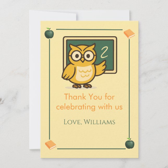 Owl Teacher Thank You Card (Front)