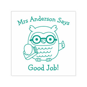 Owl Teacher Thumbs Up Good Job self-inking stamp