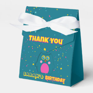Owl Teal Purple Favour Gift Birthday Box