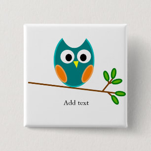 Owl template, 15 cm square badge
