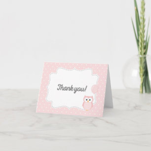 Owl Thank You Card (Pink)