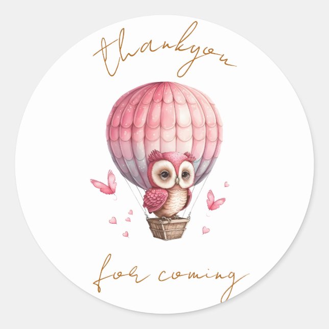 Owl Thank You Classic Round Sticker (Front)