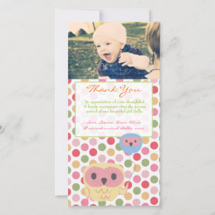 Owl Thank You Note Baby Girl Photo Template
