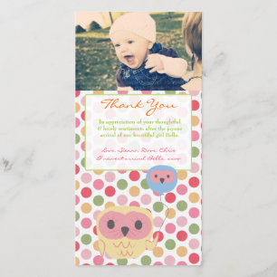 Owl Thank You Note Baby Girl Photo Template