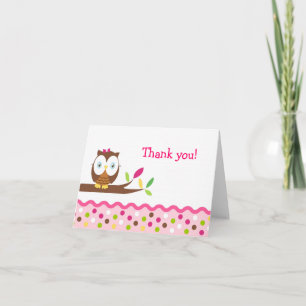 Owl Thank You Note Cards girls
