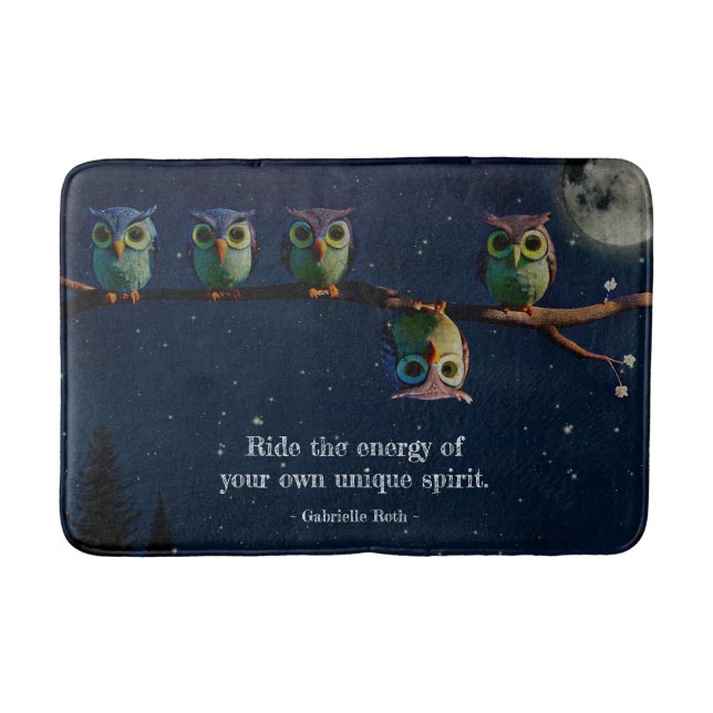 Owl That's Different With Unique Quote Collage Bath Mat (Front)