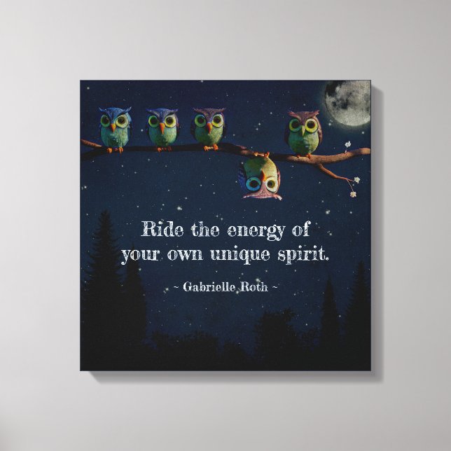 Owl That's Different With Unique Quote Collage Canvas Print (Front)
