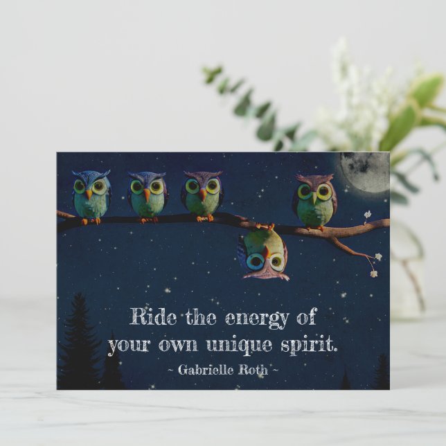 Owl That's Different With Unique Quote Collage Card (Standing Front)