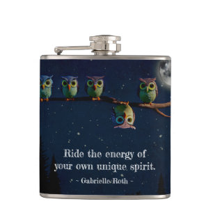 Owl That's Different With Unique Quote Collage Hip Flask
