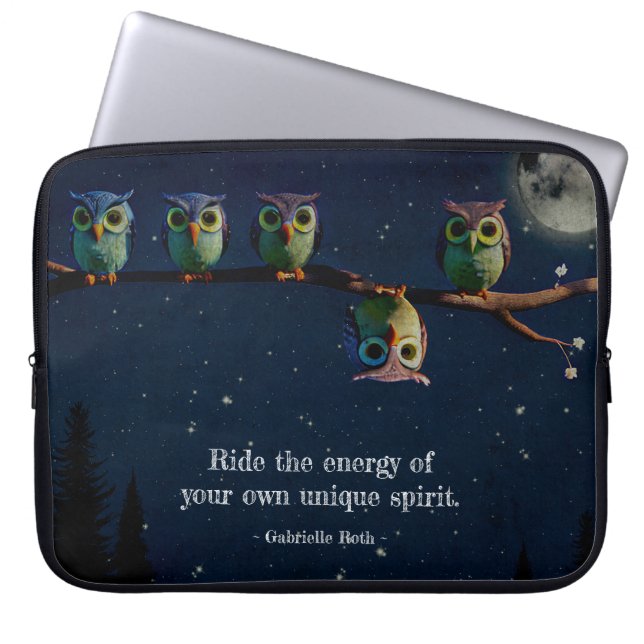 Owl That's Different With Unique Quote Collage Laptop Sleeve (Front)