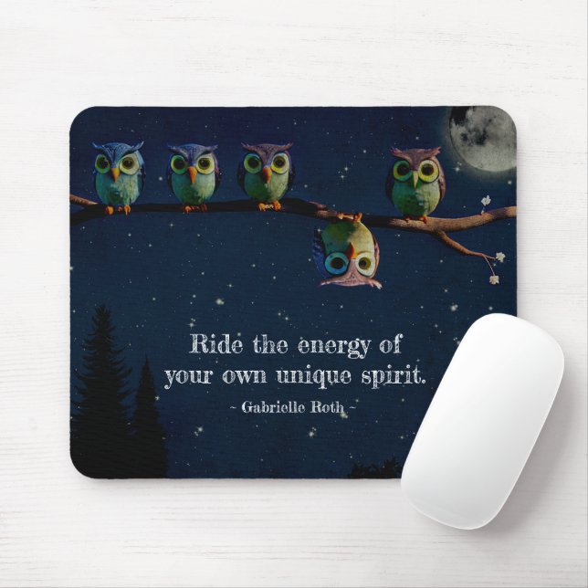 Owl That's Different With Unique Quote Collage Mouse Mat (With Mouse)