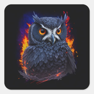 Owl, The Night Bird Square Sticker