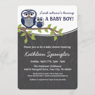 Owl Theme Baby Shower Invitation