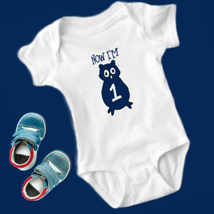 Owl Theme Birthday One Year Old Baby Bodysuit