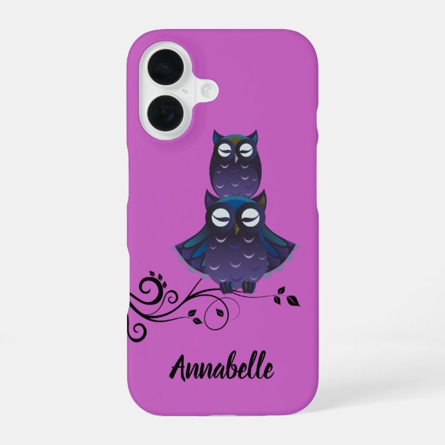 Owl Theme Purple iPhone Cell Phone Cover (Back)
