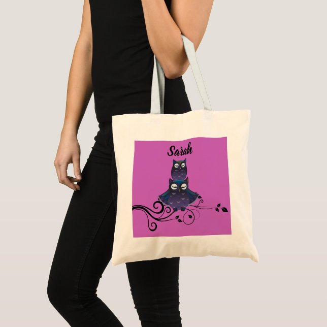 Owl Theme Purple Tote Bag (Front (Product))