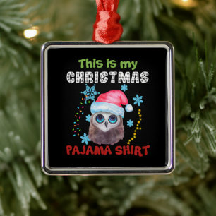 Owl This Is My Christmas Pajama Shirt Metal Tree Decoration