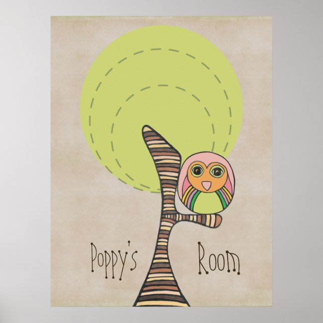 Owl Tree Baby Nursery Kids Room Wall Poster (Front)