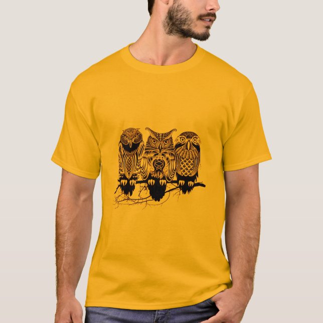 Owl Trio Men's Basic T Shirt (Front)