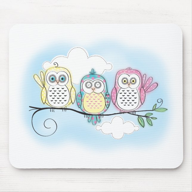 Owl Trio Mouse Mat (Front)