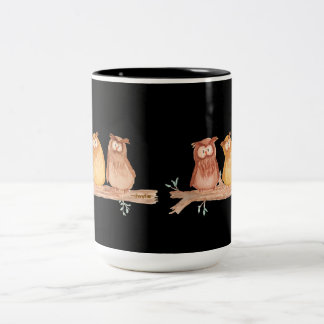 Owl Trio Two-Tone Coffee Mug
