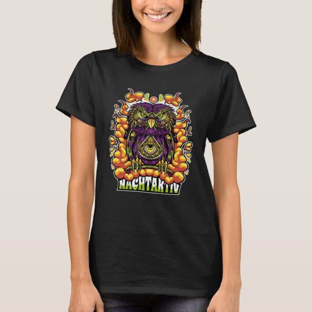 Owl trippy psychodelic coloured T-Shirt (Front)