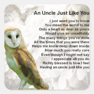 Owl - Uncle Poem Square Sticker