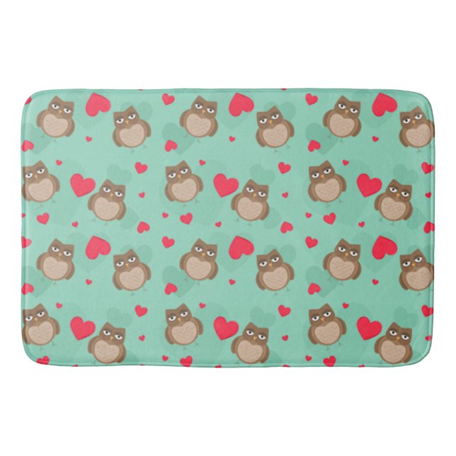 Owl Valentine's Day Bath Mat (Front)