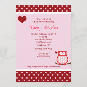 Owl Valentine's Day Heart Baby Shower Invitation