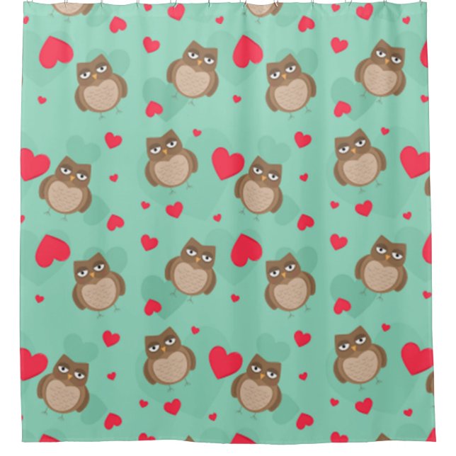 Owl Valentine's Day Shower Curtain (Front)