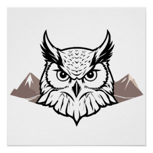 Owl Vector Art Animal Modern Urban City Graphic Poster