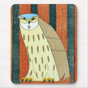 "Owl"  Vintage Illustration Mouse Mat
