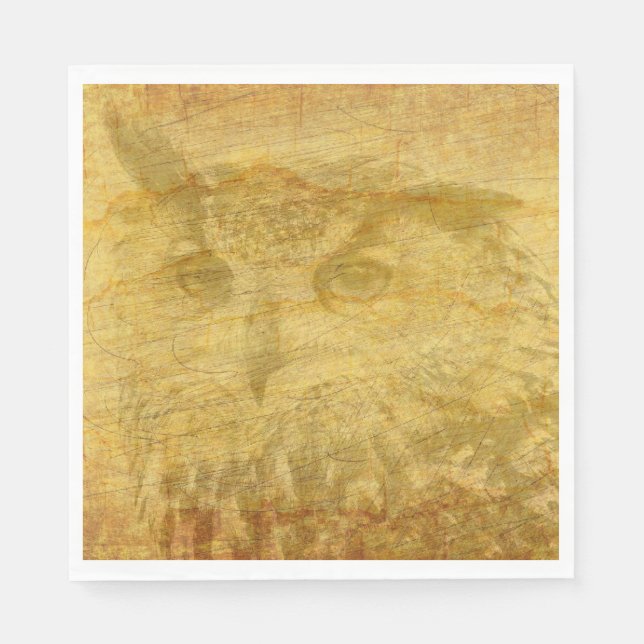 Owl Vintage Paper Napkin (Front)