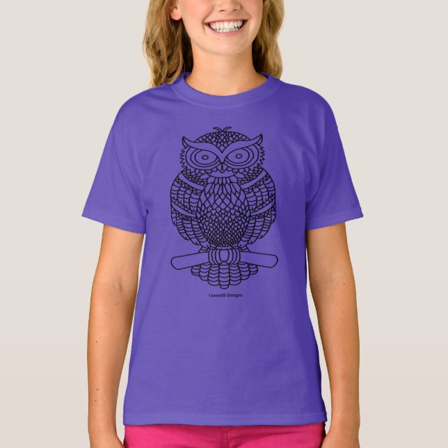 Owl (vivid) - Girl's Basic T-Shirt (Front)