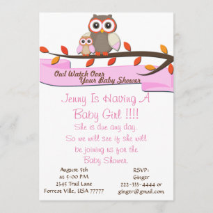 Owl Watch Over Baby Shower Birthday Party Invite