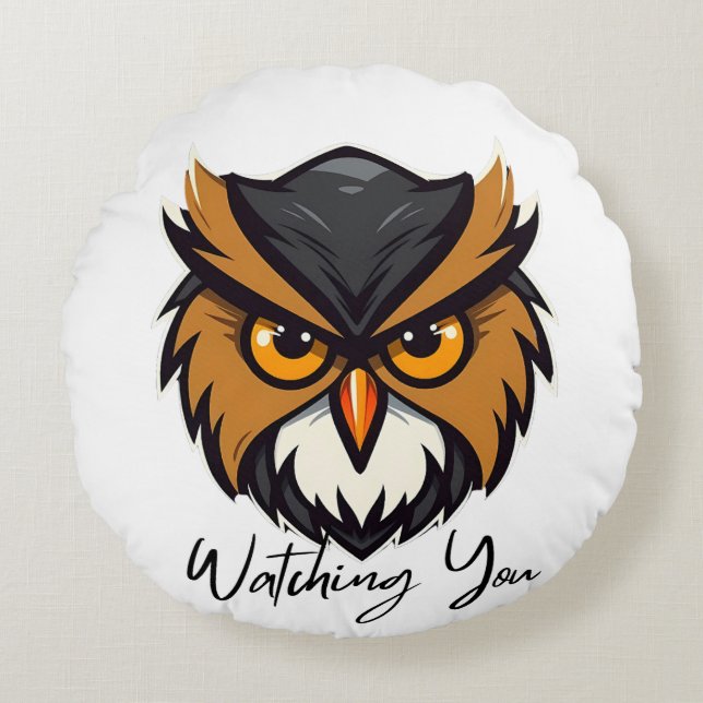Owl Watching You Graphic Pillow (Front)