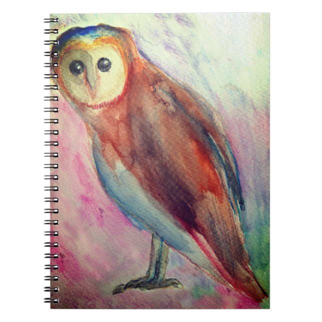 Owl Watercolor art drawing  Notebook (Front)