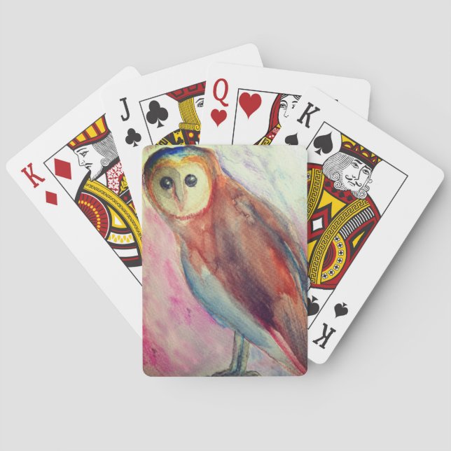 Owl watercolor art  playing cards (Back)
