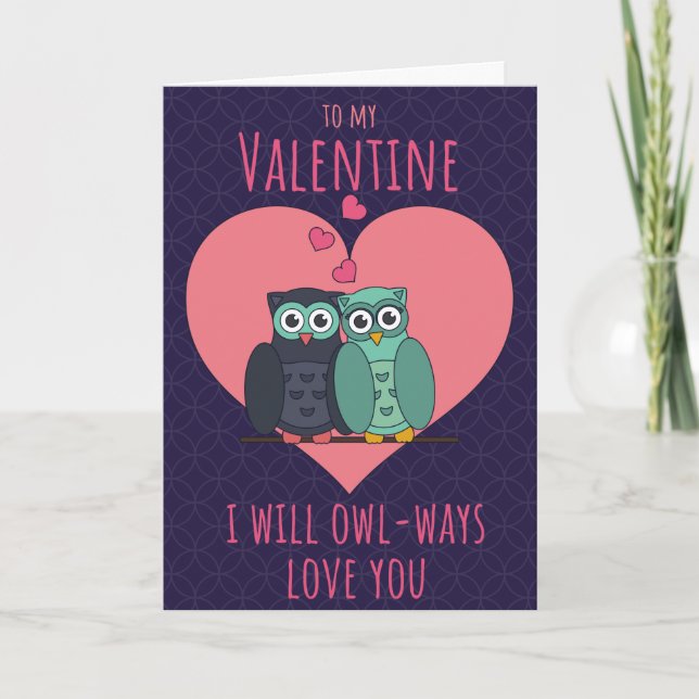 Owl-ways Love You Funny Valentine Card (Front)