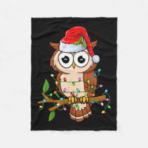 Owl Wearing Santa Hat Xmas - Birds Owl Lover Chris Fleece Blanket