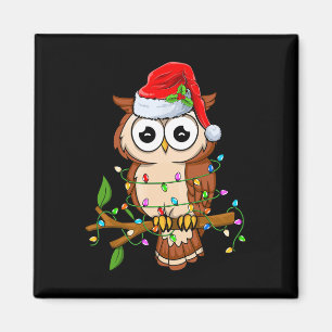 Owl Wearing Santa Hat Xmas - Birds Owl Lover Chris Magnet