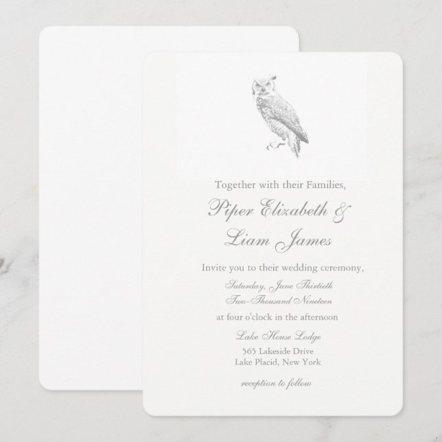 Owl Wedding Invitations (Front/Back)