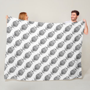 Owl (white) - Fleece Blanket