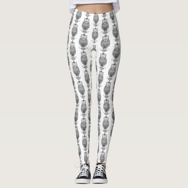 Owl (white) - Leggings (Front)