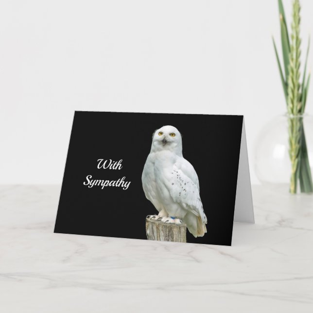 Owl White Log Photo Sympathy Card (Front)