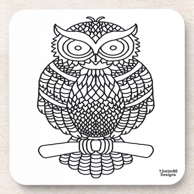 Owl (white) - Plastic Coaster (Front)