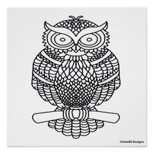 Owl (white) - Poster Print