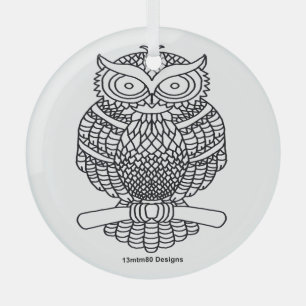 Owl (white round) - Glass Ornament