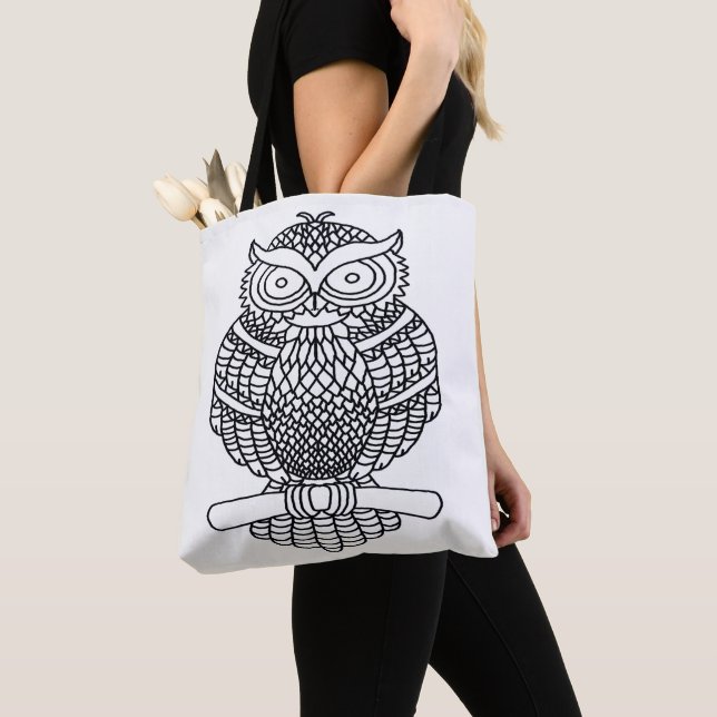 Owl (white) - Tote Bag (Close Up)