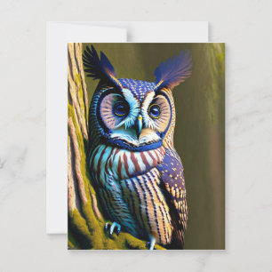 Owl, wild animal, bird, park,  postcard